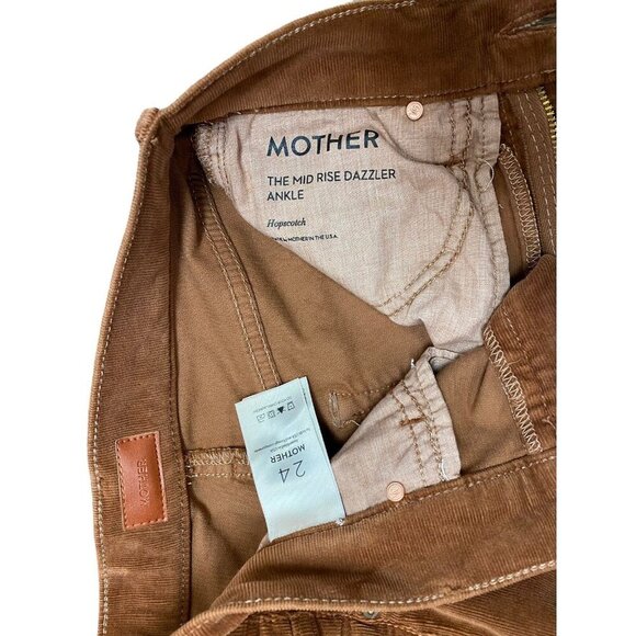 Mother Sz 24 pants Mid Rise Dazzler Ankle Corduroy Brown Cozy Preppy New - Picture 6 of 11